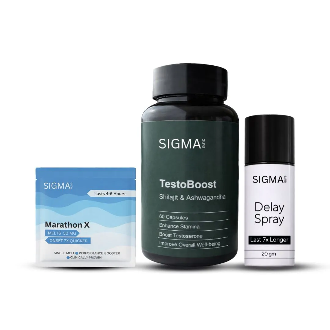 Sigma Essentials | 1 x Delay Spray + 6 x MarathonX Melts + 1 x Testoboost Capsules